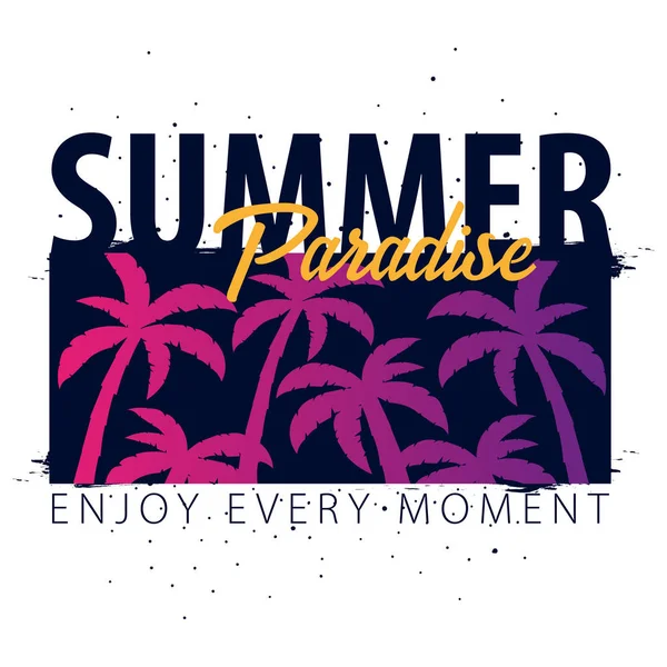 Summer Sale tropical banner with palms and sunset. Summer placard poster flyer invitation card. Summer time. Vector Illustration. — Stock Vector