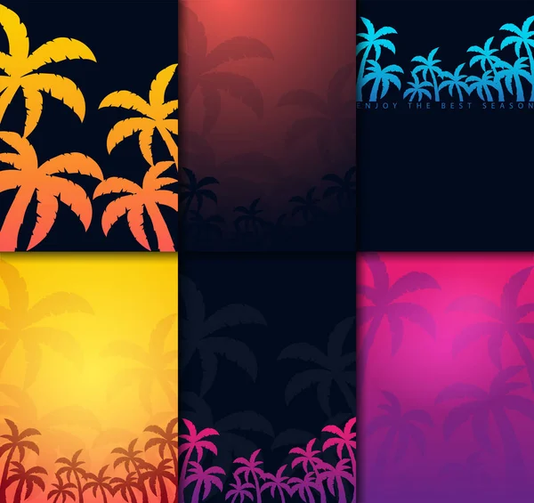 Fond tropical d'été serti de palmiers. Plaque d'été affiche flyer carte d'invitation. L'heure d'été. Illustration vectorielle . — Image vectorielle