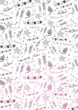 Festa Junina arka plan el ile doodle öğeleri çizmek. Brezilya veya Latin Amerika tatil. Vektör çizim.