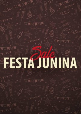 Festa Junina arka plan el ile doodle öğeleri çizmek. Brezilya veya Latin Amerika tatil. Vektör çizim.