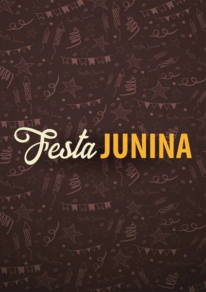Festa Junina arka plan el ile doodle öğeleri çizmek. Brezilya veya Latin Amerika tatil. Vektör çizim.
