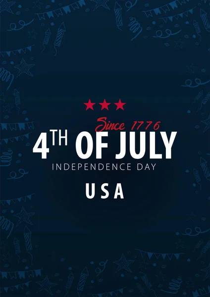 Cartaz de 4 de Julho. 4 de Julho. Dia da Independência dos EUA. Ilustração vetorial . — Vetor de Stock