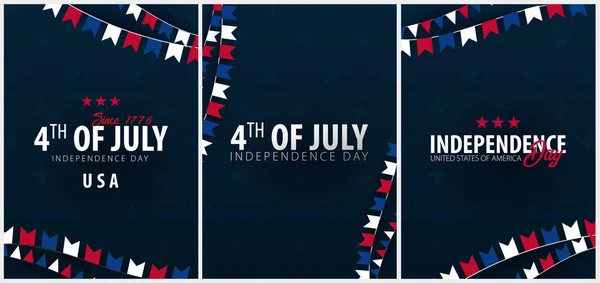 Set Posters de 4 de Julho. 4 de Julho. Dia da Independência dos EUA. Ilustração vetorial . — Vetor de Stock