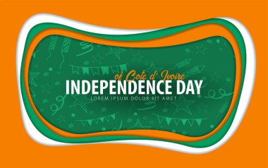 Cote dIvoire. Independence day greeting card. Paper cut style. clipart