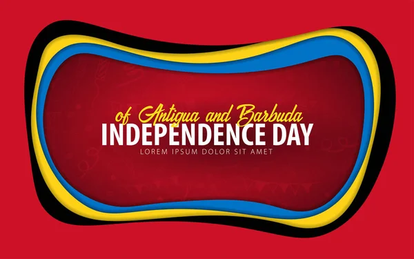 Antigua en Barbuda. De kaart van de groet van de Independence day. Papier knippen stijl. — Stockvector