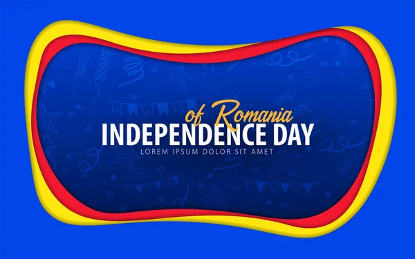 Roemenië. De kaart van de groet van de Independence day. Papier knippen stijl. — Stockvector