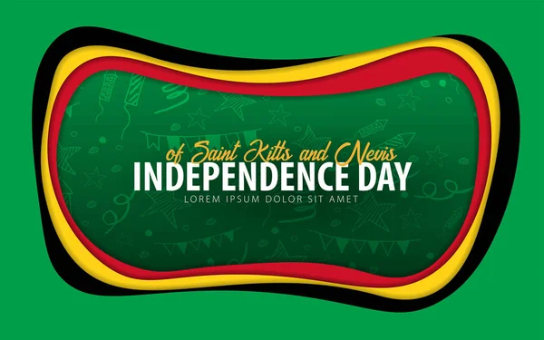 Сент-Китс и Невис. Поздравительная открытка на день независимости. Стиль резки бумаги . — стоковый вектор