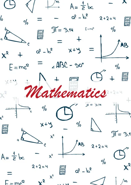 Mathématiques matière de l'école avec des gribouillis dessinés à la main. Bannière d'éducation. Illustration vectorielle . — Image vectorielle