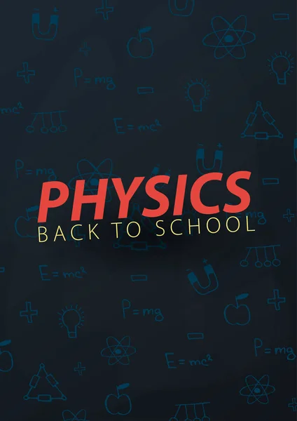 Escuela de Física con garabatos dibujados a mano. Banner de educación. Ilustración vectorial . — Vector de stock