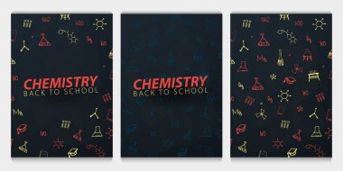 Kimya okul konu el-beraberlik karalamalar ile. Eğitim afiş. Vektör çizim.