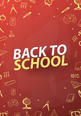 Geri Okul arka plan için el-beraberlik karalamalar ile. Eğitim afiş. Vektör çizim.