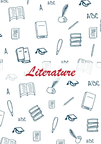 手描きで落書きを文学学校主題。教育のバナーです。ベクトル図. — ストックベクタ