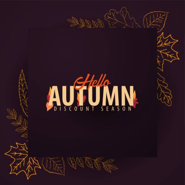 Sonbahar satış afiş ile-el çizmek doodle yaprakları üzerinde arka plan.