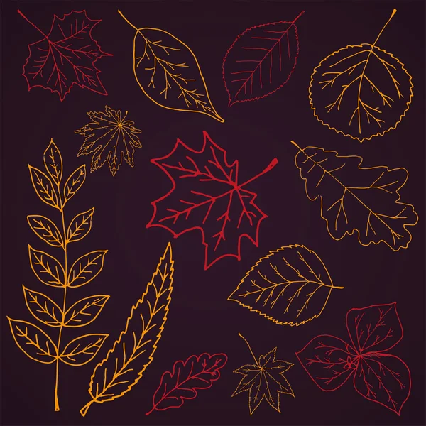 Herbst Hintergrund mit Hand zeichnen Doodle Blätter. — Stockvektor