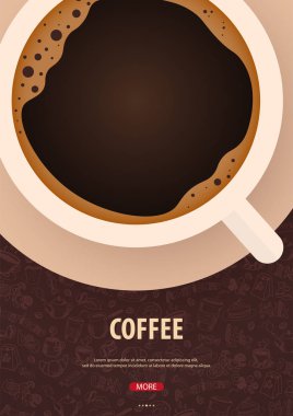 El-beraberlik doodle öğeleri arka plan üzerinde siyah kahve fincan. Kahve poster reklamları için.