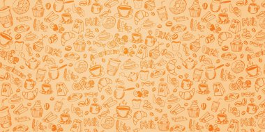 El çizimi elementli kahve arkaplanı.