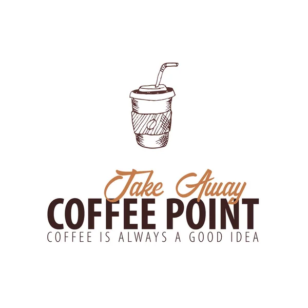 Coffee shop-logotypen eller emblem med doodle element. Perfekt för din business design. — Stock vektor