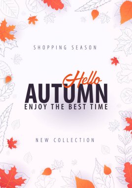 Sonbahar yaprakları satış veya promosyon posteri ve çerçeve belgesi veya web afiş alışveriş için arka plan. Vektör çizim şablonu.