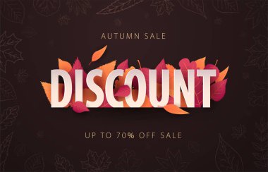 Sonbahar yaprakları satış veya promosyon posteri ve çerçeve belgesi veya web afiş alışveriş için arka plan. Vektör çizim şablonu.