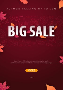 Sonbahar yaprakları satış veya promosyon posteri ve çerçeve belgesi veya web afiş alışveriş için arka plan. Vektör çizim şablonu.