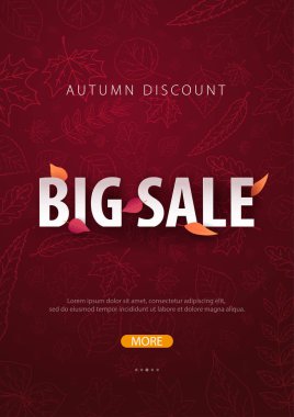 Sonbahar yaprakları satış veya promosyon posteri ve çerçeve belgesi veya web afiş alışveriş için arka plan. Vektör çizim şablonu.