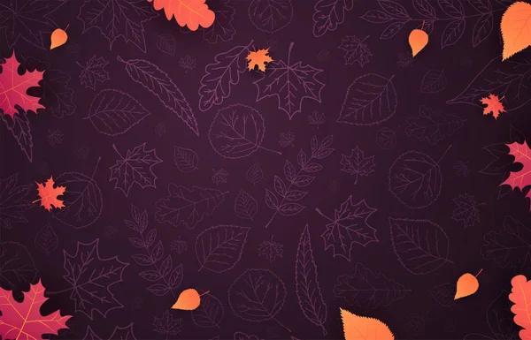 Automne Arrière-plan avec des feuilles pour la vente d'achats ou affiche promotionnelle et dépliant cadre ou bannière web. Modèle d'illustration vectorielle . — Image vectorielle