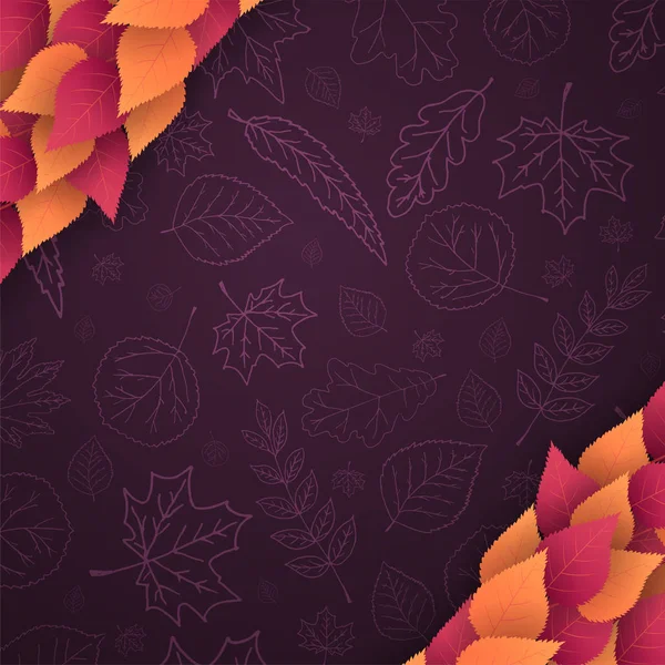 Herbst Hintergrund Mit Blättern Für Den Einkauf Verkauf Oder Promo — Stockvektor
