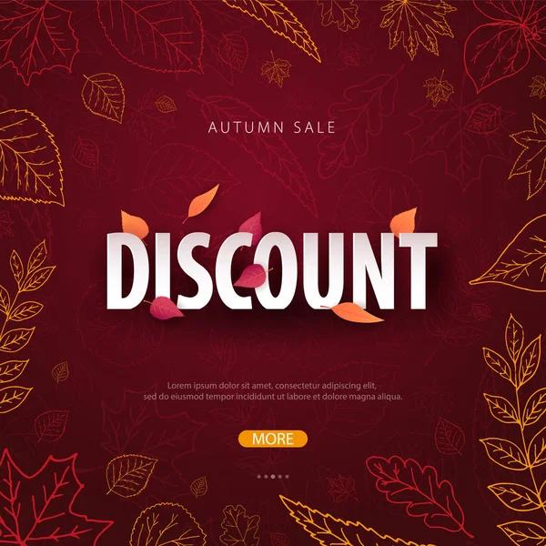 Automne Arrière-plan avec des feuilles pour la vente d'achats ou affiche promotionnelle et dépliant cadre ou bannière web. Modèle d'illustration vectorielle . — Image vectorielle