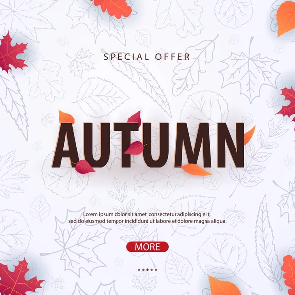 Herbst Hintergrund mit Blättern für den Einkauf Verkauf oder Promo-Poster und Rahmen Broschüre oder Web-Banner. Vorlage zur Vektorillustration. — Stockvektor
