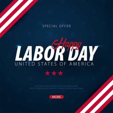 Labor Day sale promotion, advertising, poster, banner, template with American flag. American labor day wallpaper. Voucher discount clipart