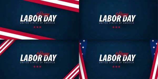 Conjunto de promoções de venda do Dia do Trabalho, anúncios, cartazes, banners, modelos com bandeira americana. Papéis de parede dia de trabalho americano . — Vetor de Stock