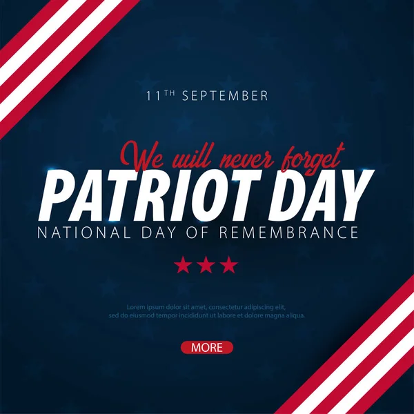 Promoción día patriota, publicidad, póster, bandera, plantilla con bandera americana. Fondo de pantalla día patriota americano . — Vector de stock