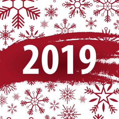 2019 mutlu yeni yıl arka plan ile mevsimlik el ilanları ve tebrik kartı veya Noel temalı davetler için kar taneleri