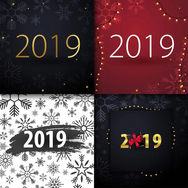 2019 С Новым годом фон со снежинками для сезонных листовок и поздравительных открыток или Рождество тематические приглашения . — стоковый вектор