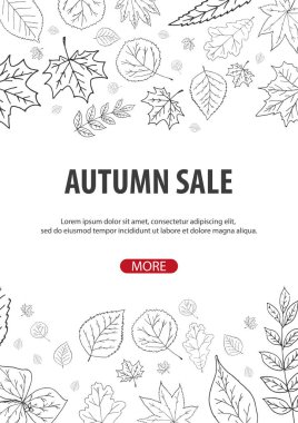 Sonbahar yaprakları ile arka plan. Alışveriş Satış için promo poster ve çerçeve broşür, afiş web. Vektör çizim şablonu.