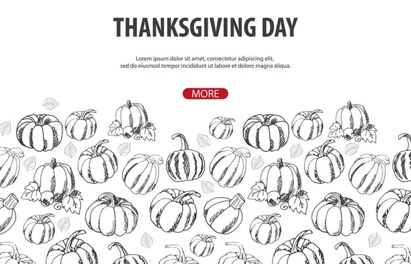 Fondos de otoño con calabazas de dibujo a mano. Día de Acción de Gracias. Para la venta de compras, póster promocional y folleto marco, banner web. Plantilla ilustrativa vectorial . — Vector de stock