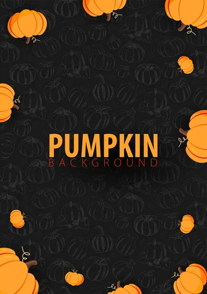 Herbst dunklen Hintergrund mit Kürbis für den Einkauf Verkauf, Promo-Poster und Frame-Broschüre, Web-Banner. Vorlage zur Vektorillustration. — Stockvektor