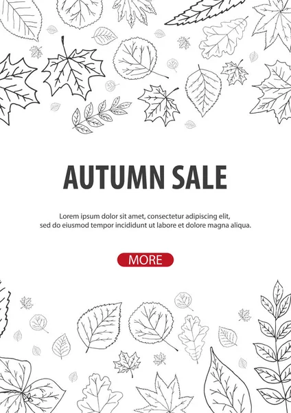 Fondo de otoño con hojas. Para la venta de compras, póster promocional y folleto marco, banner web. Plantilla ilustrativa vectorial . — Vector de stock