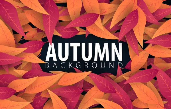 Autumn banner with leaves background for shopping sale, promo poster and frame leaflet, web banner. Vector illustration. — Stock Vector