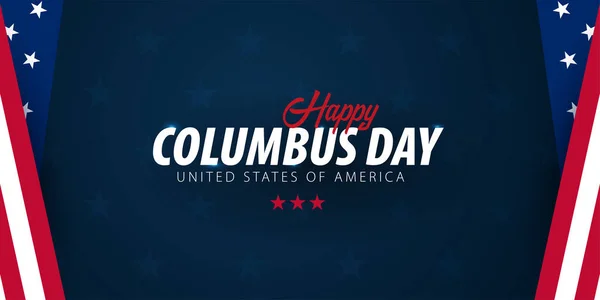 Columbus Day promoção de venda, publicidade, cartaz, banner, modelo com bandeira americana. Papel de parede dia Columbus. Voucher desconto . — Vetor de Stock