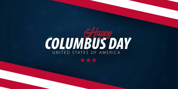 Columbus Day Promoção Venda Publicidade Cartaz Banner Modelo Com Bandeira — Vetor de Stock