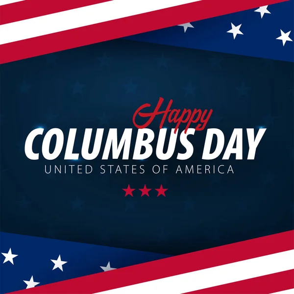 Columbus Day promoción de venta, publicidad, póster, bandera, plantilla con bandera americana. Fondo de pantalla del día de Colón. Descuento de cupón . — Archivo Imágenes Vectoriales
