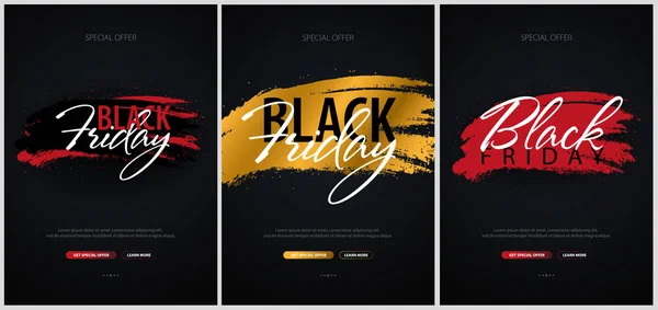 Set van Black Friday verkoop kalligrafische banners. Vectorillustratie. — Stockvector