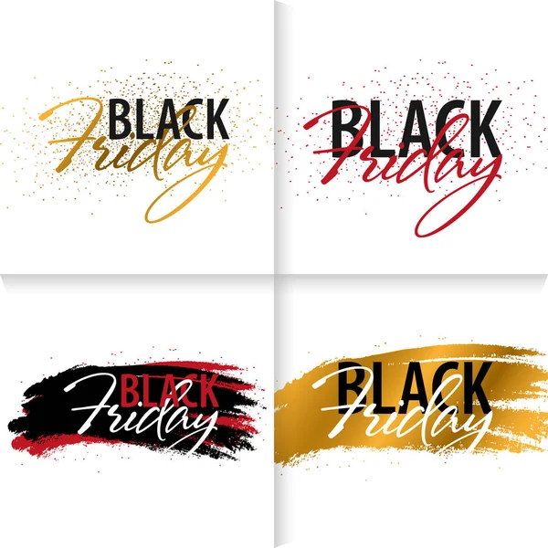 Set of Black Friday Sale Calligraphic banners. Vector Illustration. — Stock Vector