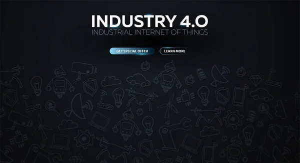 Průmysl 4.0 nápis. Chytrá průmyslová revoluce, automatizace, robotických asistentů. Vektorové ilustrace. — Stockový vektor