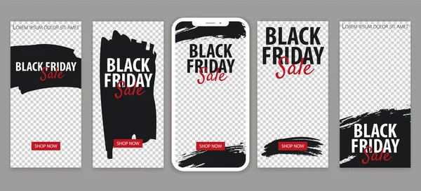 Set van Black Friday verkoop verhalen voor Instagram. Pack voor schepsel uw unieke inhoud. — Stockvector