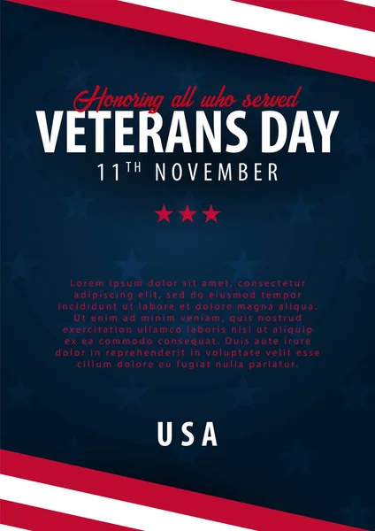 День ветеранов. Почитаю всех, кто служил. 11 ноября. — стоковый вектор