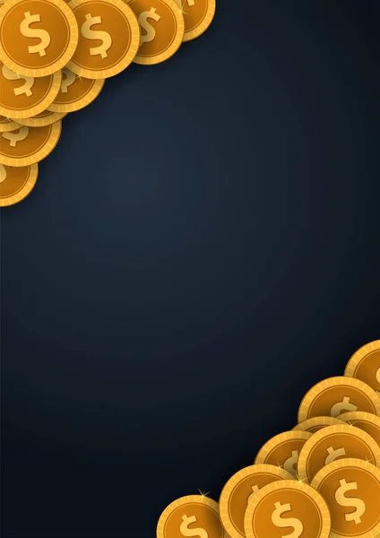 暗い背景にゴールド コイン コンセプト バナー。ベクトル テンプレート. — ストックベクタ