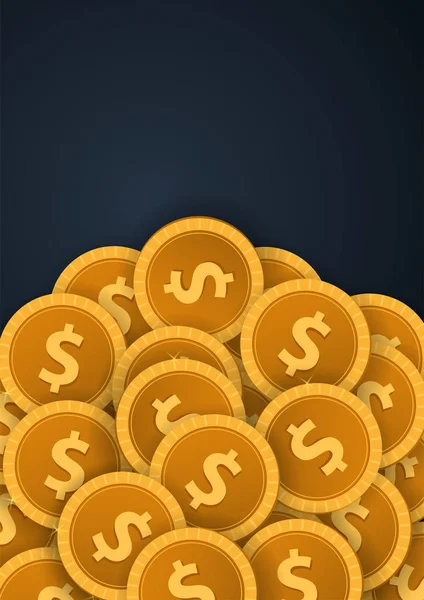 Gold Coins Concept banner no fundo escuro. Modelo de vetor . — Vetor de Stock