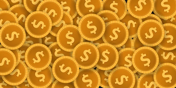 Gold Coins Concept banner no fundo escuro. Modelo de vetor . — Vetor de Stock
